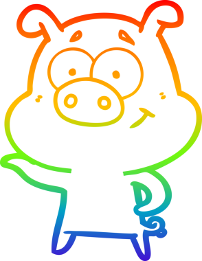 Gökkuşağı gradyan çizimi bir insan tarafından çizilmiş çizgi domuz çizimi