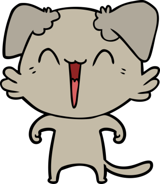 Bir insan tarafından çizilmiş küçük mutlu köpek çizgi filmi.