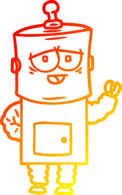 Bir insan tarafından çizilen çizgi film robotunun sıcak çizgi çizimi