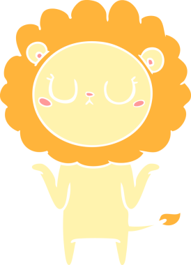 Bir insan tarafından çizilmiş düz renkli çizgi film aslanı