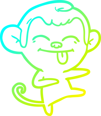 Bir insan tarafından çizilmiş komik bir çizgi maymunun soğuk çizgi çizimi