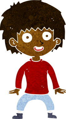 Bir insan tarafından çizilmiş heyecanlı bir çocuk.