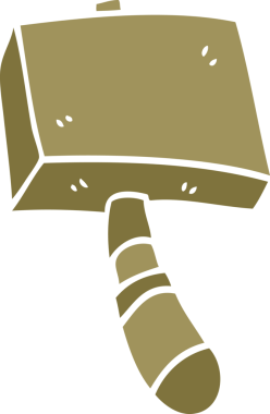 Bir insan tarafından çizilmiş ahşap çekiç.