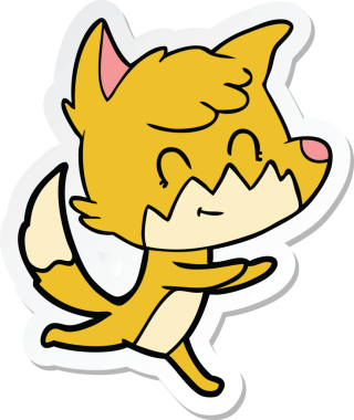 Bir insan tarafından çizilmiş bir çizgi film tilkisinin çıkartması.