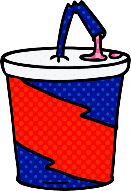 Bir insan tarafından çizilmiş el çizimi fast food içeceği karikatürü.