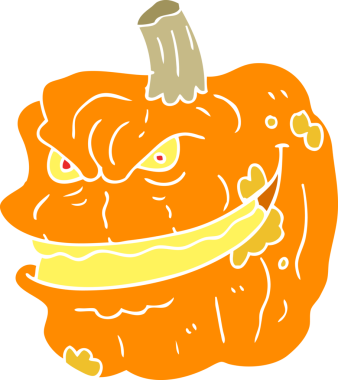 Bir insan tarafından çizilmiş ürkünç balkabağının düz renk çizimi