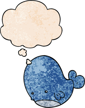 Bir insan tarafından çizilmiş grunge desenli düşünce balinası.