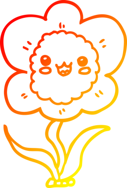 Bir insan tarafından çizilmiş karikatür çiçeğinin sıcak çizgi çizimi