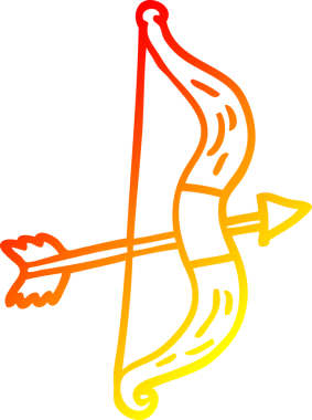 Bir insan tarafından çizilmiş çizgi film yayı ve okunun sıcak eğimli çizimi