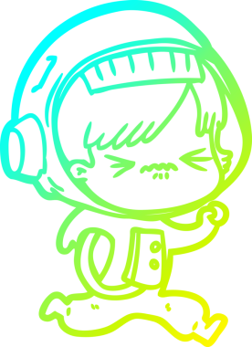 Bir insan tarafından çizilmiş kızgın bir uzay kızının soğuk çizgi çizimi