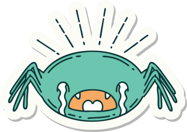 Bir insan tarafından çizilmiş dövme stili ağlayan örümcek çıkartması.