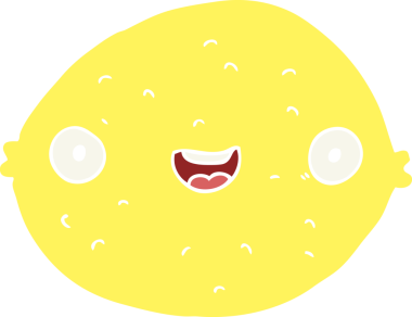 Bir insan tarafından çizilmiş düz renk çizgi film limonu