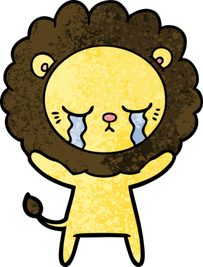 Bir insan tarafından çizilmiş ağlayan çizgi film aslanı.