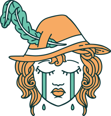 Retro Dövme Tarzı Bir insan tarafından çizilmiş ağlayan insan ozanı