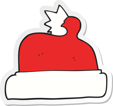 Bir insan tarafından çizilmiş bir karikatür Noel şapkasının çıkartması.