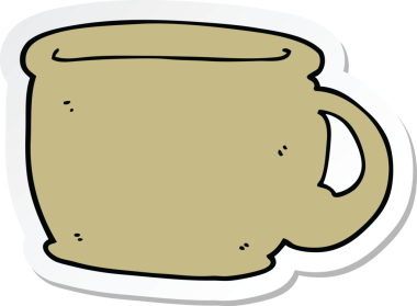 Bir insan tarafından çizilmiş bir kahve fincanının çıkartması.