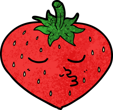 Bir insan tarafından çizilmiş çilek çizgi filmi.