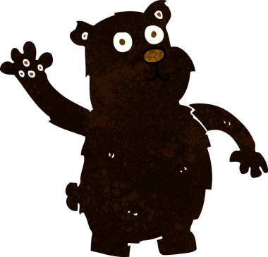 Bir insan tarafından çizilmiş siyah ayı sallayan çizgi film.