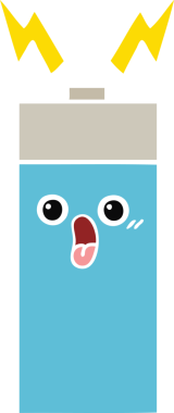 Bir insan tarafından çizilmiş düz renk retro pili.