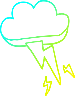 Bir insan tarafından çizilmiş bir çizgi film çizimi gök gürültüsü ve şimşek.