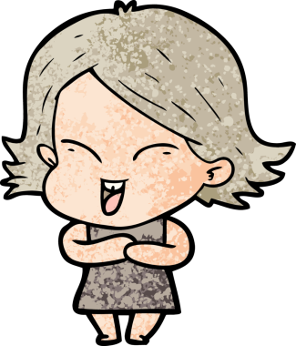 Bir insan tarafından çizilmiş mutlu çizgi film kızı.