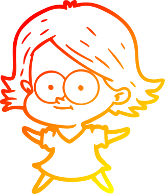 Bir insan tarafından çizilmiş mutlu bir çizgi film kızı çizimi