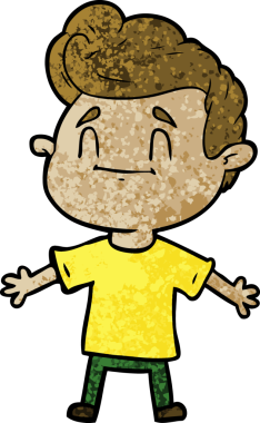 Bir insan tarafından çizilmiş mutlu çizgi film adamı.