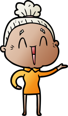 Bir insan tarafından çizilmiş mutlu yaşlı kadın çizgi filmi.