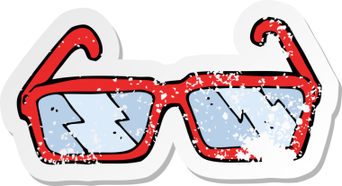 Bir insan tarafından çizilmiş karikatür gözlüğünün gerilimli yapıştırması.