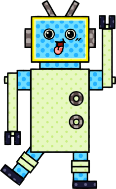 bir insan tarafından çizilmiş bir robotun çizgi roman tarzı