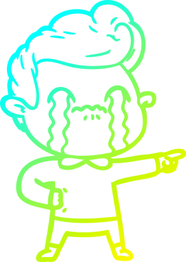 Bir insan tarafından çizilmiş ağlayan bir çizgi film karakteri çizimi.