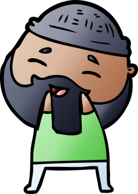 Bir insan tarafından çizilmiş mutlu sakallı bir adam.