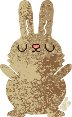 Bir insan tarafından çizilmiş garip bir çizgi film tavşanı.