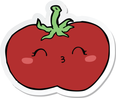 Bir insan tarafından çizilmiş bir domates etiketi.