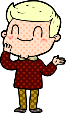 Bir insan tarafından çizilmiş çizgi film dostu bir adam.