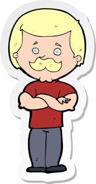 Bir insan tarafından çizilmiş erkek bıyıklı bir adamın çıkartması.