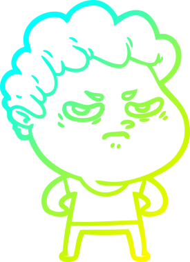 Bir insan tarafından çizilmiş kızgın bir adamın soğuk çizgi çizimi.