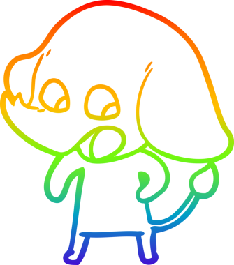 Gökkuşağı gradyan çizgisi bir insan tarafından çizilmiş şirin bir fil çizimi