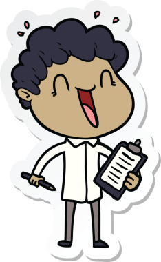 Bir insan tarafından çizilmiş mutlu bir adamın çıkartması.