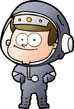 Bir insan tarafından çizilmiş mutlu astronot çizgi filmi.