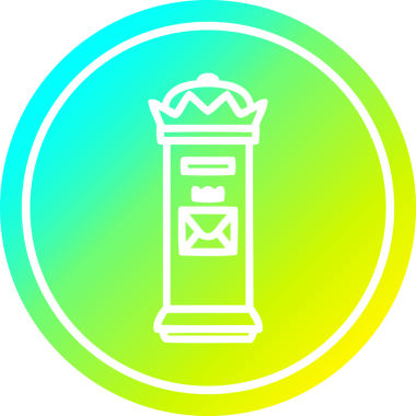 Bir insan tarafından çizilmiş havalı gradyan çizgili İngiliz posta kutusu dairesel simgesi