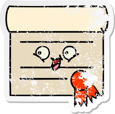 Bir insan tarafından çizilmiş şirin bir karikatür sertifikasının sıkıntılı etiketi