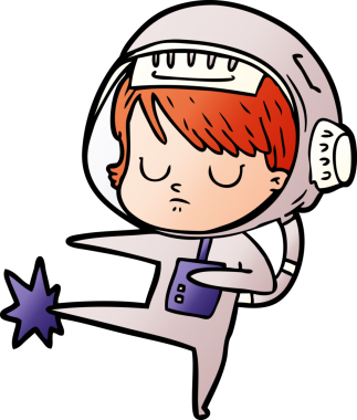 Bir insan tarafından çizilmiş astronot kadın.