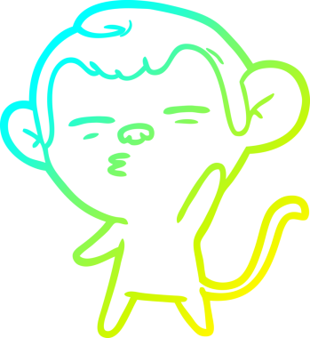 Bir insan tarafından çizilmiş şüpheli bir maymunun soğuk gradyan çizimi