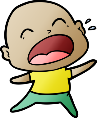 Bir insan tarafından çizilmiş kel adam diye bağıran çizgi film.