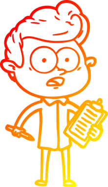 Bir insan tarafından çizilmiş, şok olmuş bir çizgi film satıcısının sıcak çizgi çizimi.