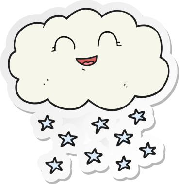 Bir insan tarafından çizilmiş bir karikatür bulutunun çıkartması.