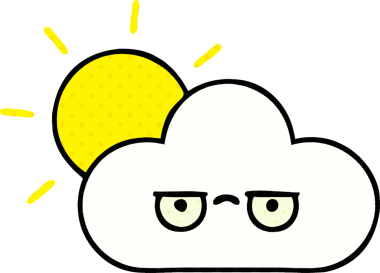 Bir insan tarafından çizilmiş güneş ve bulut çizgi romanı.