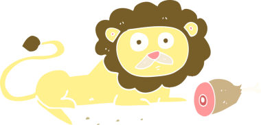 Bir insan tarafından çizilmiş aslanın düz renk çizimi