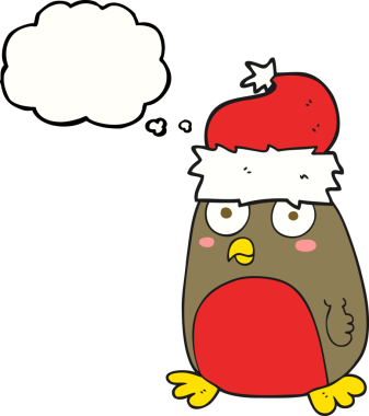 Bir insan tarafından çizilmiş serbest çizim balon karikatür noel robini.